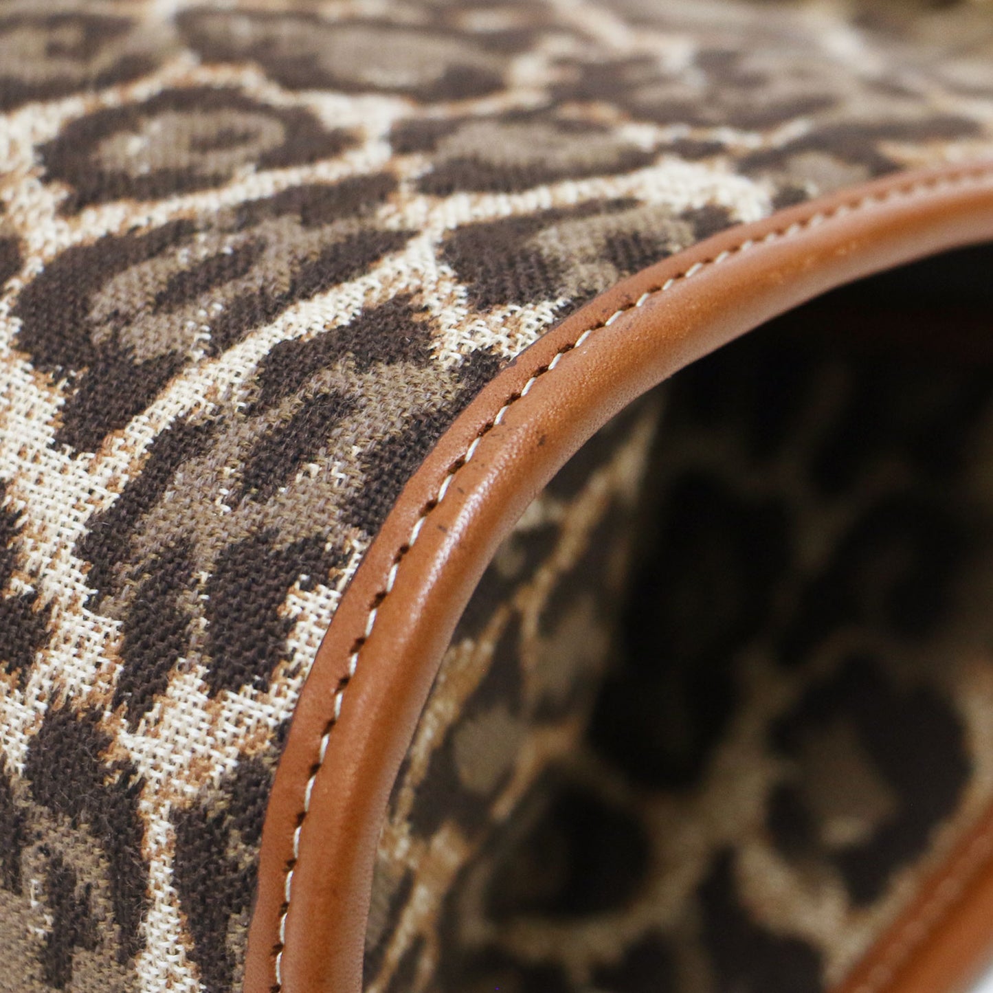 ティアーズ レオパード チェーンバッグ / TEARS LEOPARD ハンドバッグ ダブルハンドル スクエア型 ジャガード 総柄 レザー