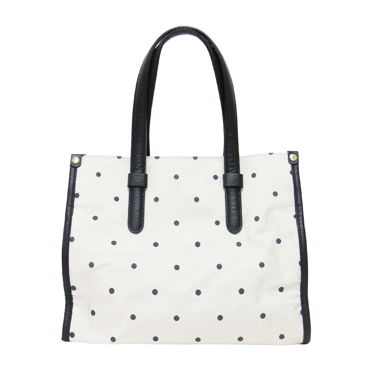 ポルカドットシリーズ トートバッグ (S) / ハンドバッグ スクエア型 ダブルハンドル モノグラム 光沢 メタルパーツ スナップボタン ナイロン レザー