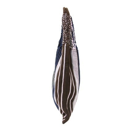 ハンモックバッグ / トートバッグ ハンドバッグ ダブルハンドル ショルダー 肩掛け ストライプ 総柄 ブランドロゴ レザー
