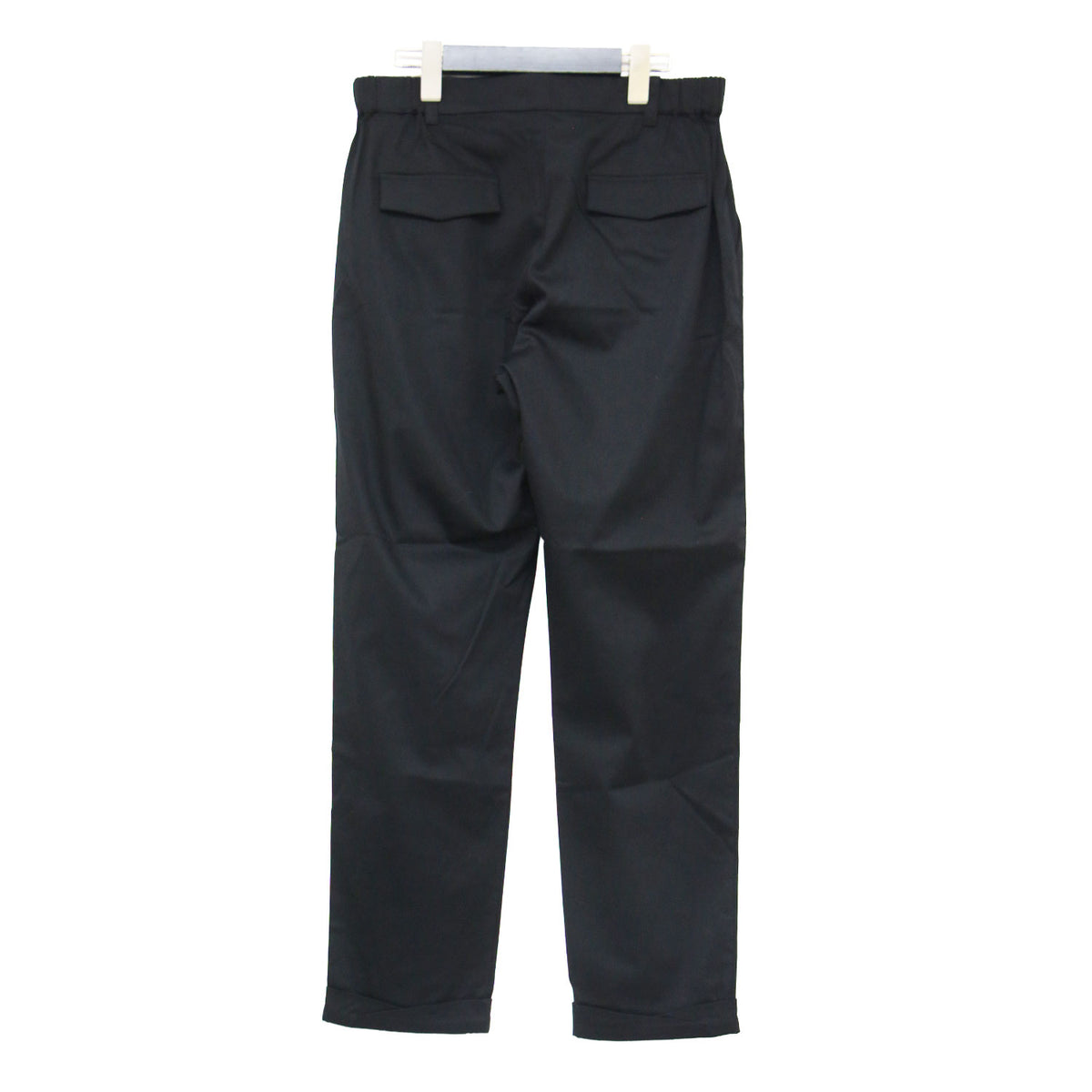 23春夏 裾ねじりパンツ / テーパード クロップド ウエストゴム 光沢 ストレッチ コットン ウォッシャブル