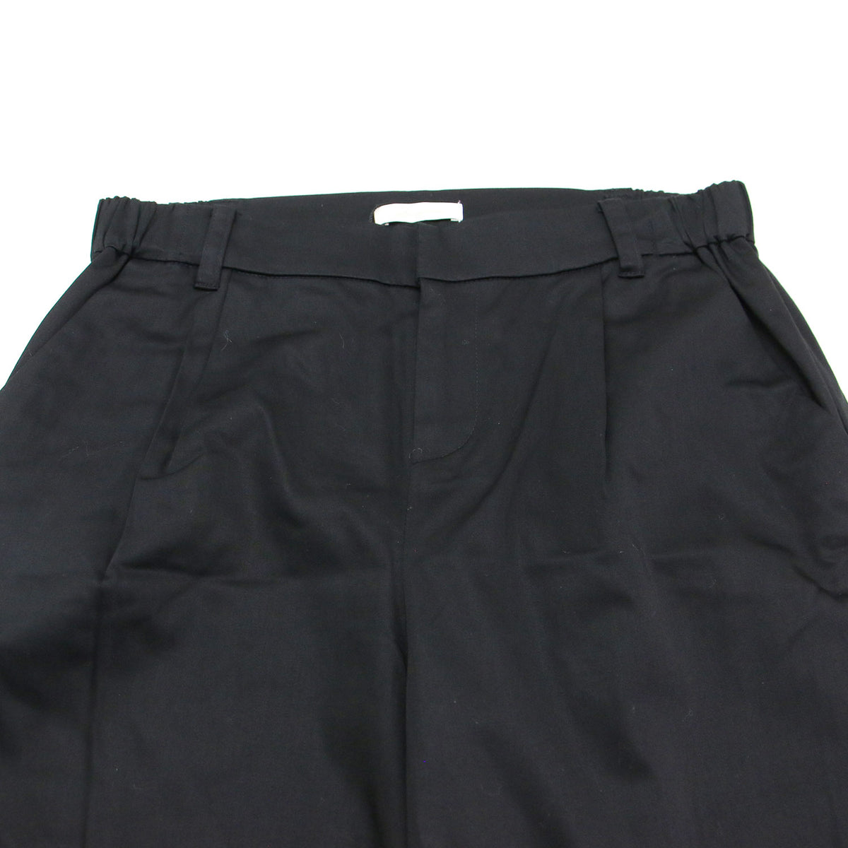 23春夏 裾ねじりパンツ / テーパード クロップド ウエストゴム 光沢 ストレッチ コットン ウォッシャブル