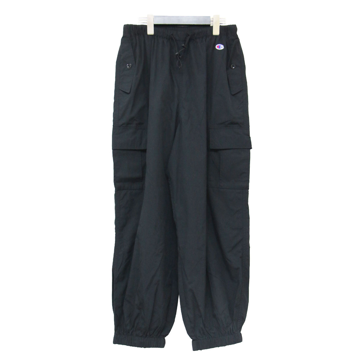 ナイロン ワンポイントロゴ ロングパンツ / LONG PANTS カーゴパンツ ウエストゴム ギャザー ドローコード
