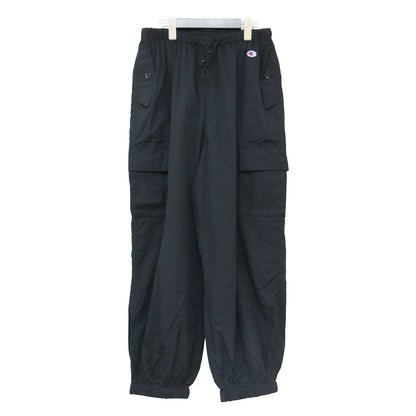 ナイロン ワンポイントロゴ ロングパンツ / LONG PANTS カーゴパンツ ウエストゴム ギャザー ドローコード