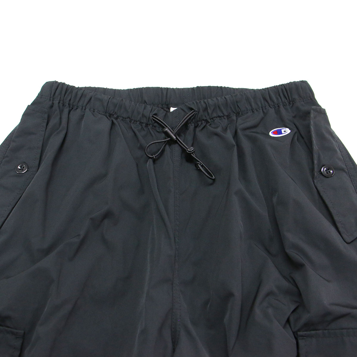 ナイロン ワンポイントロゴ ロングパンツ / LONG PANTS カーゴパンツ ウエストゴム ギャザー ドローコード