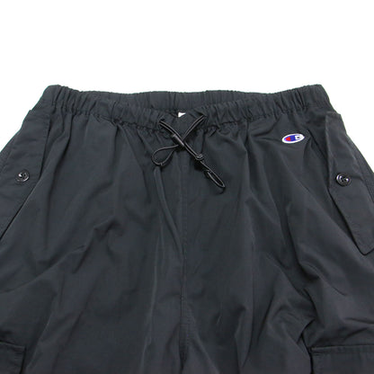 ナイロン ワンポイントロゴ ロングパンツ / LONG PANTS カーゴパンツ ウエストゴム ギャザー ドローコード