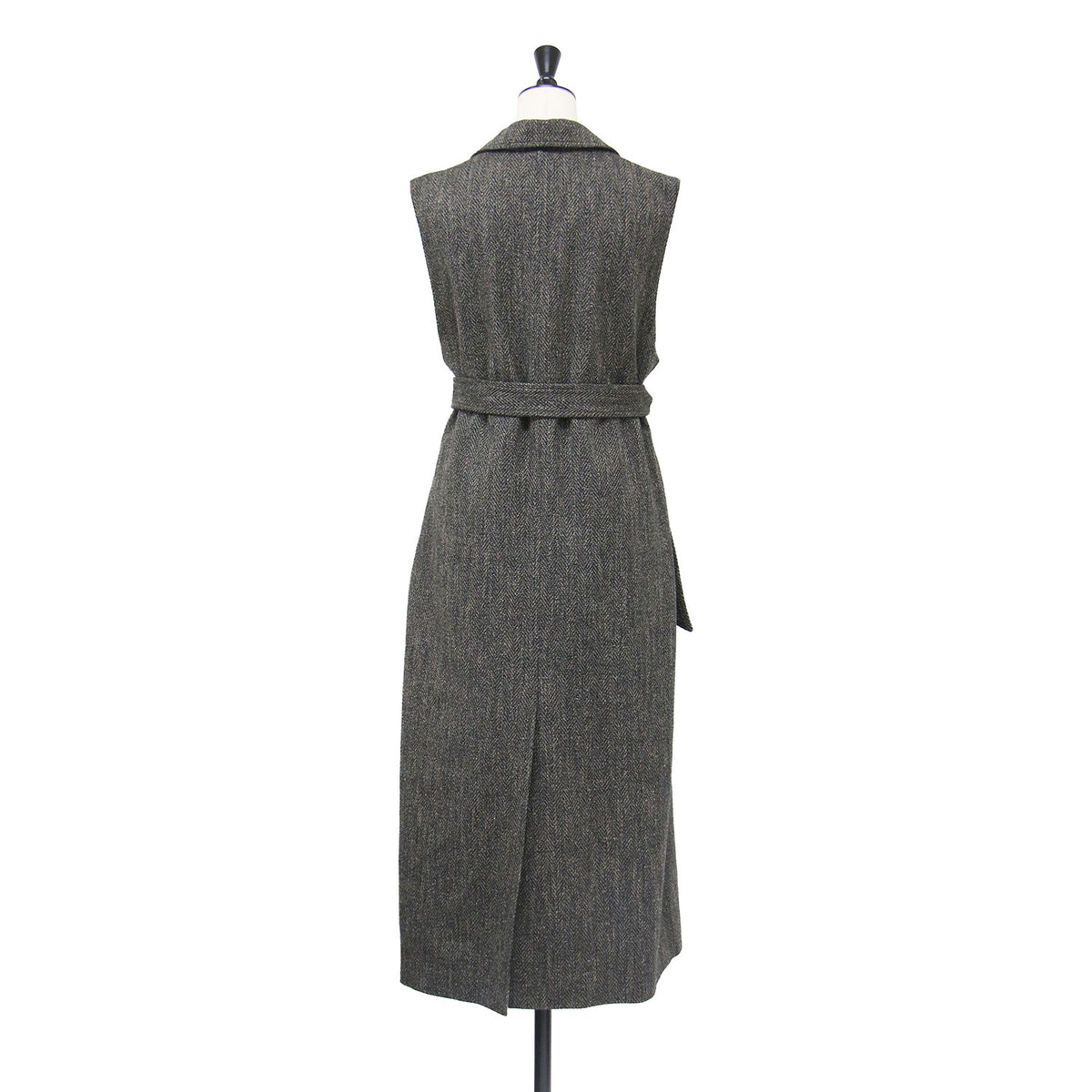 ヘリンボーン ツイード ロングベスト / HERRINGBONE TWEED GILET 1625-242-4494 / ジレ テーラード ノースリーブ スリット コットン ウール シルク