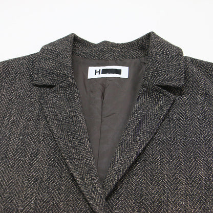 ヘリンボーン ツイード ロングベスト / HERRINGBONE TWEED GILET 1625-242-4494 / ジレ テーラード ノースリーブ スリット コットン ウール シルク