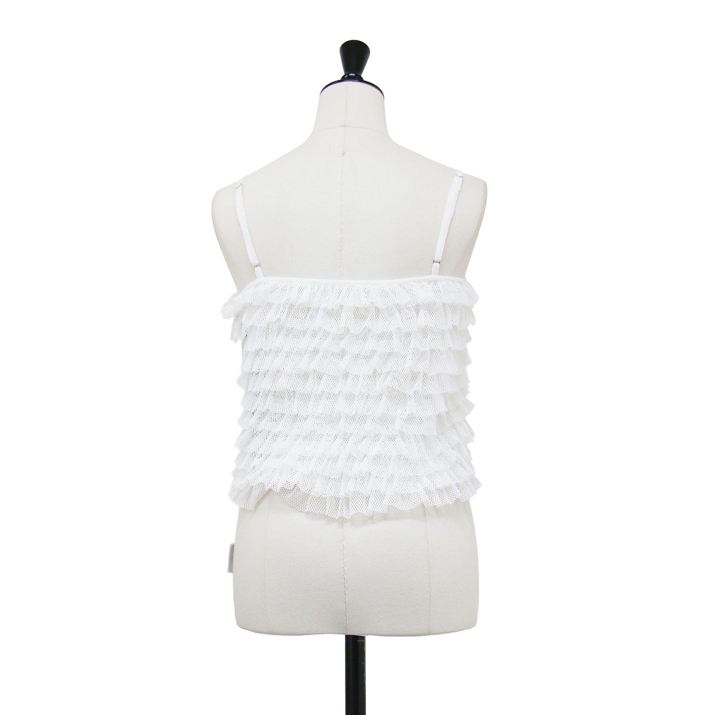 24秋冬 メッシュ ラッフル トップ / Mesh Ruffle Top プルオーバー キャミソール ショート丈 ノースリーブ フリル シアー