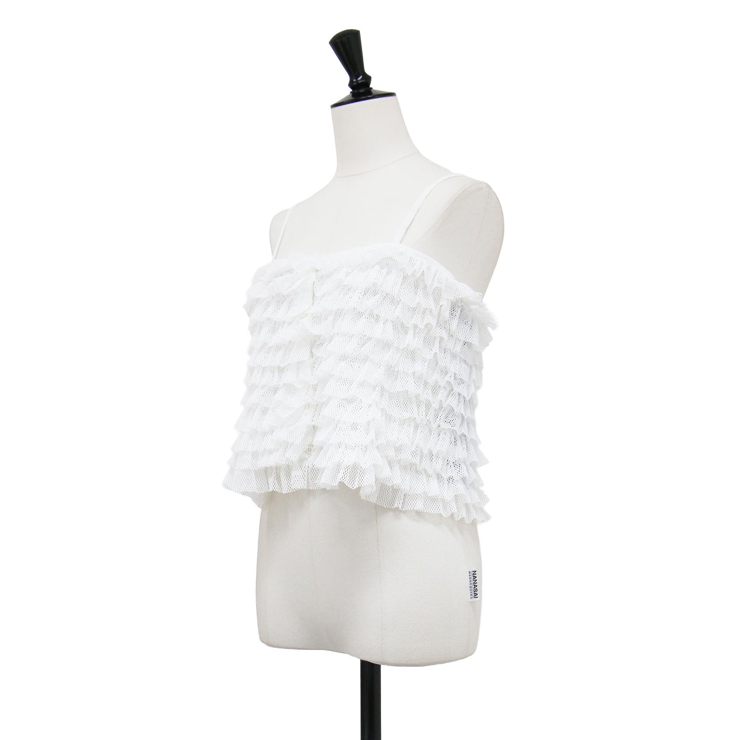 24秋冬 メッシュ ラッフル トップ / Mesh Ruffle Top プルオーバー キャミソール ショート丈 ノースリーブ フリル シアー