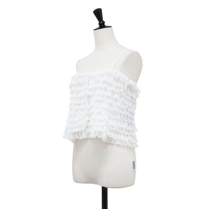 24秋冬 メッシュ ラッフル トップ / Mesh Ruffle Top プルオーバー キャミソール ショート丈 ノースリーブ フリル シアー