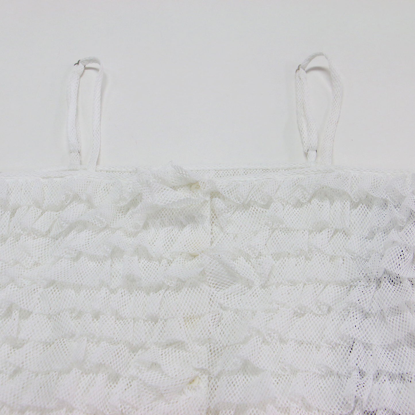 24秋冬 メッシュ ラッフル トップ / Mesh Ruffle Top プルオーバー キャミソール ショート丈 ノースリーブ フリル シアー