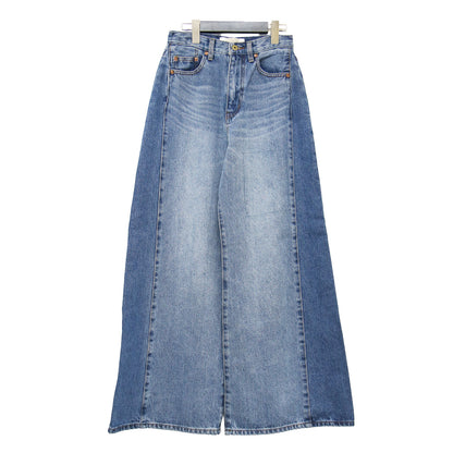 25春夏 リメイク ワイド デニム パンツ / REMAKE WIDE DENIM フルレングス ヴィンテージ加工 切替え コットン ウォッシャブル