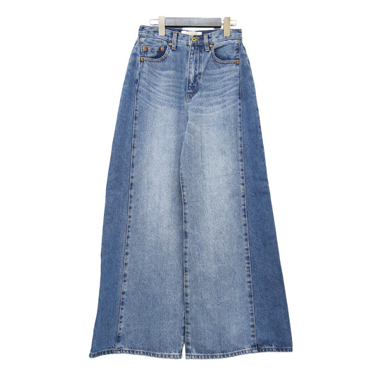 25春夏 リメイク ワイド デニム パンツ / REMAKE WIDE DENIM フルレングス ヴィンテージ加工 切替え コットン ウォッシャブル