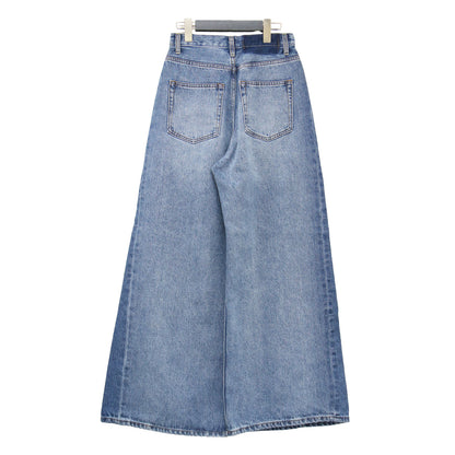 25春夏 リメイク ワイド デニム パンツ / REMAKE WIDE DENIM フルレングス ヴィンテージ加工 切替え コットン ウォッシャブル