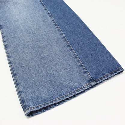 25春夏 リメイク ワイド デニム パンツ / REMAKE WIDE DENIM フルレングス ヴィンテージ加工 切替え コットン ウォッシャブル