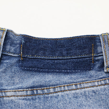 25春夏 リメイク ワイド デニム パンツ / REMAKE WIDE DENIM フルレングス ヴィンテージ加工 切替え コットン ウォッシャブル