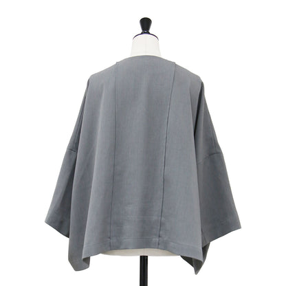 25春夏 ドレープ ジャケット / DRAPE JACKET 長袖 ミドル丈 ノーカラー アシンメトリー 変形 リラクシーシルエット