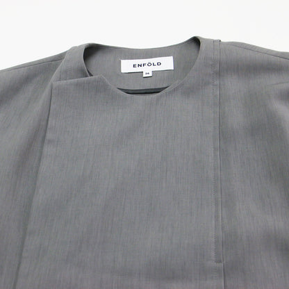 25春夏 ドレープ ジャケット / DRAPE JACKET 長袖 ミドル丈 ノーカラー アシンメトリー 変形 リラクシーシルエット
