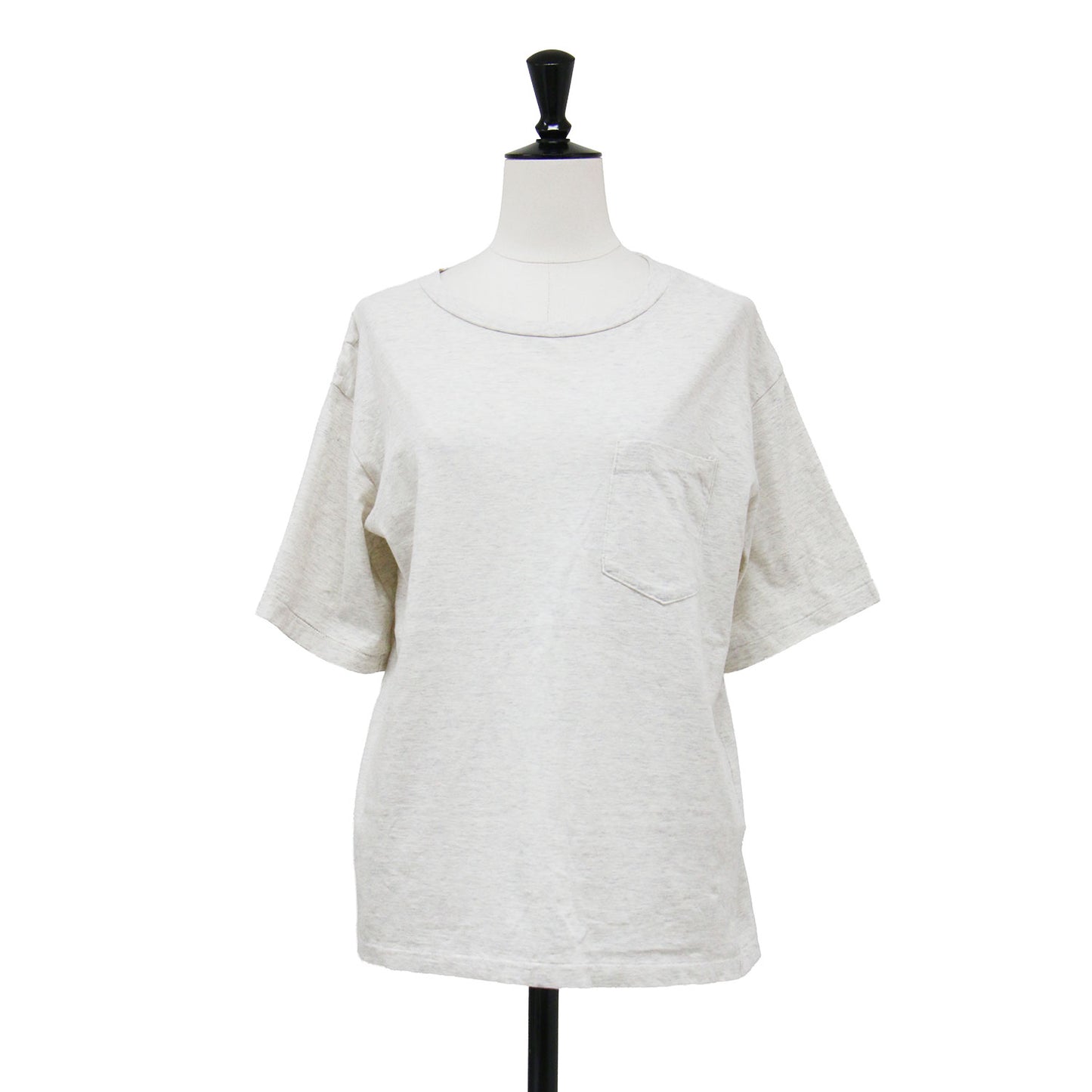 POCKET Tシャツ / プルオーバー 半袖 ミドル丈 クルーネック 胸ポケット コンパクト コットン