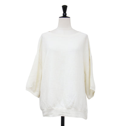 25春夏 リネン テリー ルーズ プルオーバー / LINEN TERRY LOOSE カットソー 七分袖 ボートネック ワイドスリーブ ストレッチ 凹凸 裏毛