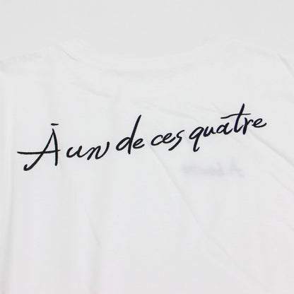 26春夏 バック刺繍 メッセージロゴ Tシャツ / プルオーバー クルーネック 半袖 サイドスリット ヘムライン コットン