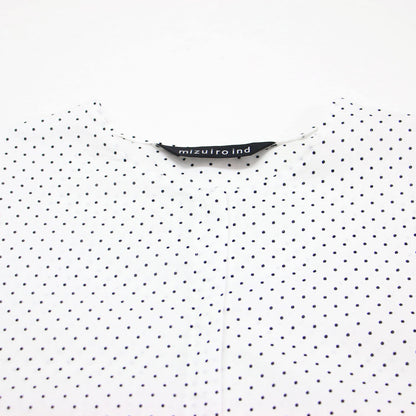 ドット ドローストリング シャツ / dots drawstring shirt プルオーバー クロップド丈 クルーネック ノーカラー 半袖 ドロップショルダー 薄手 総柄 比翼ボタン コットン ウォッシャブル