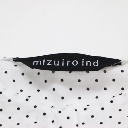 ドット ドローストリング シャツ / dots drawstring shirt プルオーバー クロップド丈 クルーネック ノーカラー 半袖 ドロップショルダー 薄手 総柄 比翼ボタン コットン ウォッシャブル