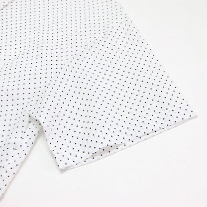 ドット ドローストリング シャツ / dots drawstring shirt プルオーバー クロップド丈 クルーネック ノーカラー 半袖 ドロップショルダー 薄手 総柄 比翼ボタン コットン ウォッシャブル