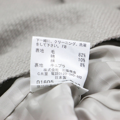 メタルボタン ノーカラー ジャケット / ボレロ 長袖 クルーネック コットン ウール シルク フォーマル