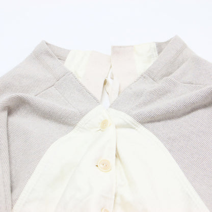 24秋冬 アンダーボレロ / Under Bolero カーディガン 長袖 前後2WAY オフショルダー 切替え リボン ボタン ニット ハイゲージ コットン ウォッシャブル