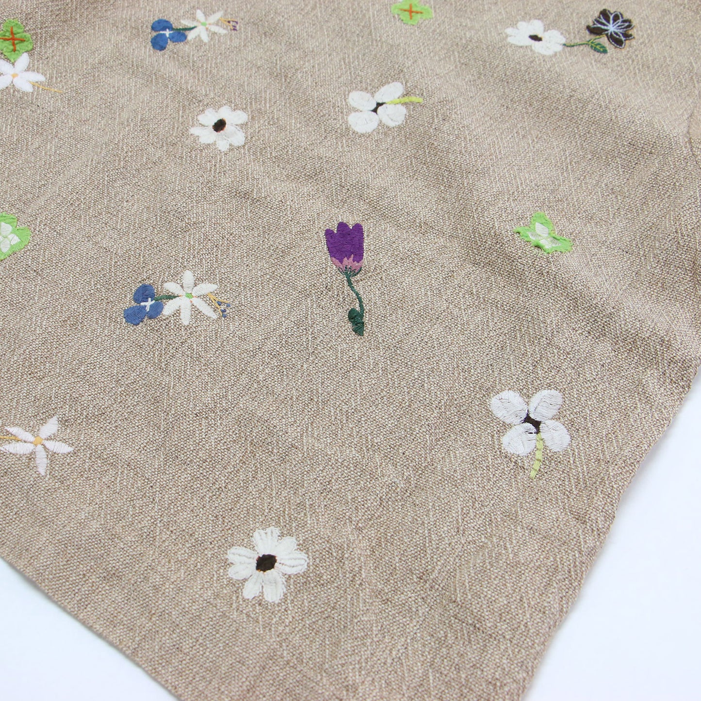 フラワー 刺繍 ツイードブラウス / プルオーバー 半袖 ボートネック アップリケ ロゴ コットン