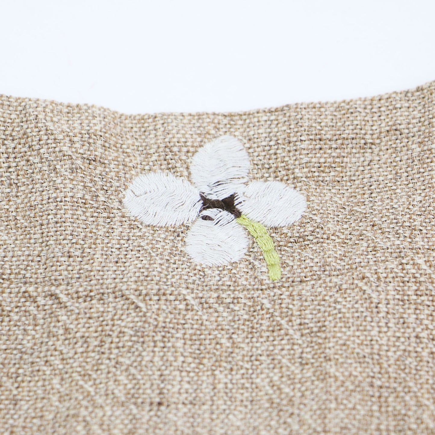フラワー 刺繍 ツイードブラウス / プルオーバー 半袖 ボートネック アップリケ ロゴ コットン