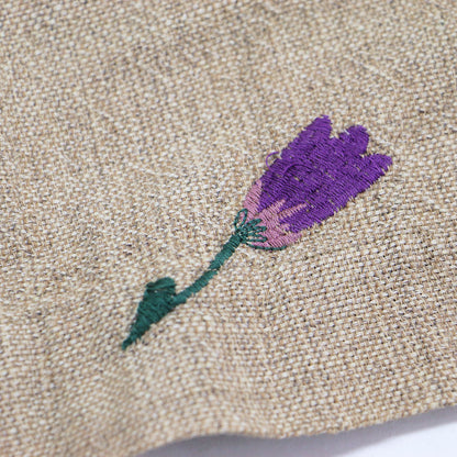フラワー 刺繍 ツイードブラウス / プルオーバー 半袖 ボートネック アップリケ ロゴ コットン