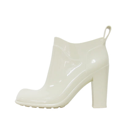シャインラバー アンクルブーツ / Shine rubber ankle boots レインブーツ スリッポン スクエアトゥ チャンキーヒール ハイヒール プルストラップ
