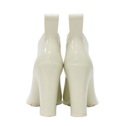 シャインラバー アンクルブーツ / Shine rubber ankle boots レインブーツ スリッポン スクエアトゥ チャンキーヒール ハイヒール プルストラップ