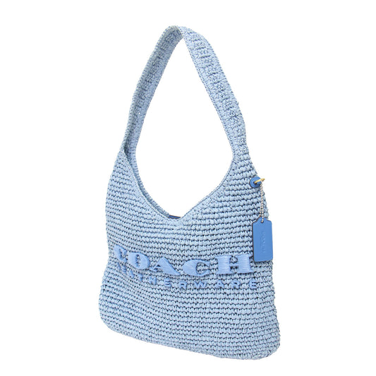 25春夏 日本限定 ブルックリン ショルダー バッグ28 / ハンドバッグ ラウンド型 ワンショルダー ブランドロゴ 刺繍 タグ マグネット開閉 ストロー レザー