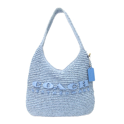 25春夏 日本限定 ブルックリン ショルダー バッグ28 / ハンドバッグ ラウンド型 ワンショルダー ブランドロゴ 刺繍 タグ マグネット開閉 ストロー レザー