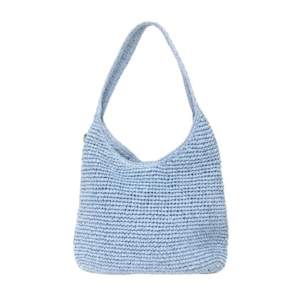 25春夏 日本限定 ブルックリン ショルダー バッグ28 / ハンドバッグ ラウンド型 ワンショルダー ブランドロゴ 刺繍 タグ マグネット開閉 ストロー レザー