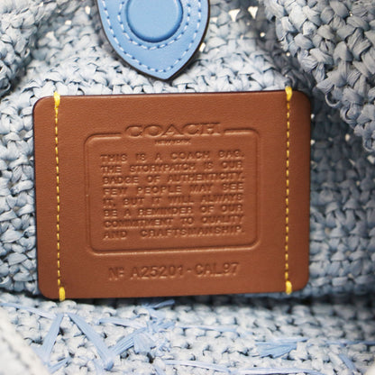 25春夏 日本限定 ブルックリン ショルダー バッグ28 / ハンドバッグ ラウンド型 ワンショルダー ブランドロゴ 刺繍 タグ マグネット開閉 ストロー レザー