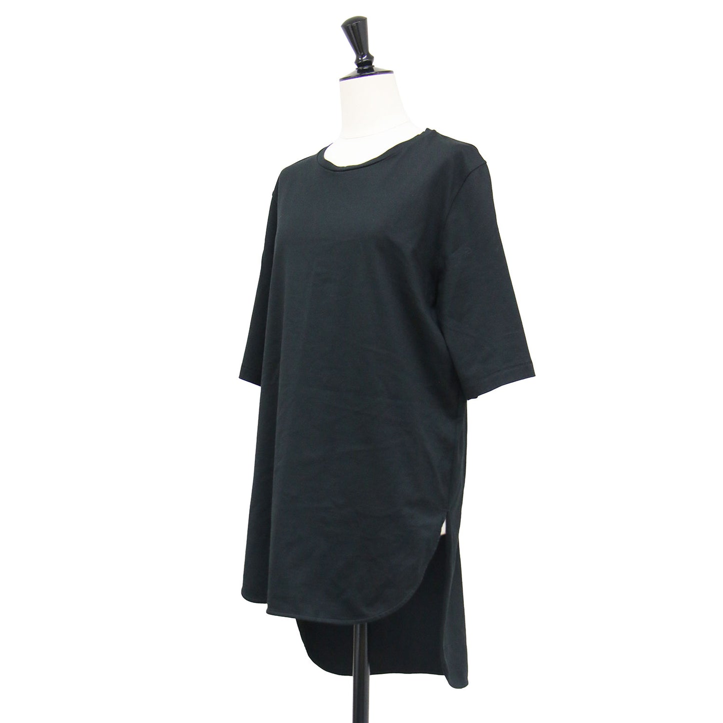 ラウンドヘム チュニック Tシャツ / SUVIN 60/2 ROUND HEM T-SHIRT カットソー 5分袖 クルーネック スリット