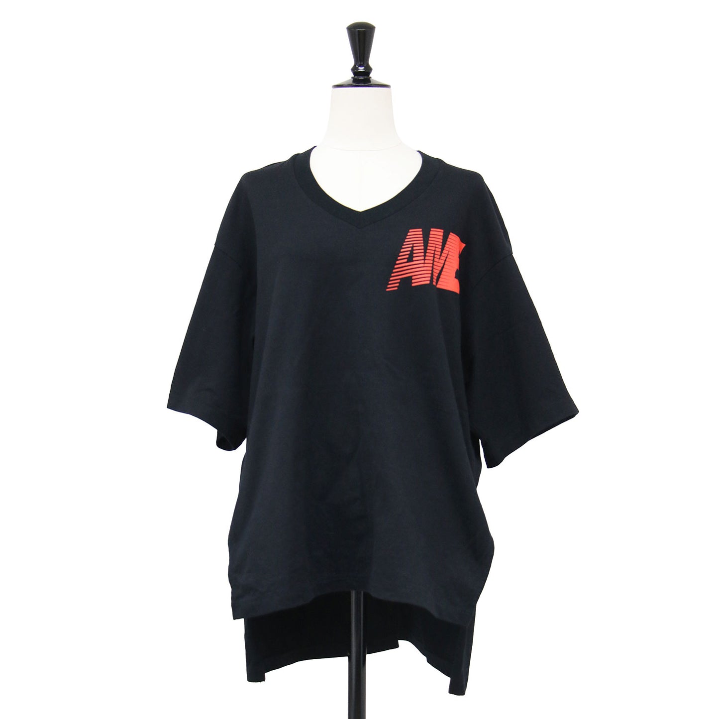 × BEAUTY&YOUTH 別注 Vネック チュニック Tシャツ / カットソー ドロップショルダー ワイド ロゴプリントコットン