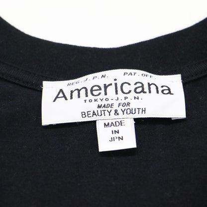× BEAUTY&YOUTH 別注 Vネック チュニック Tシャツ / カットソー ドロップショルダー ワイド ロゴプリントコットン