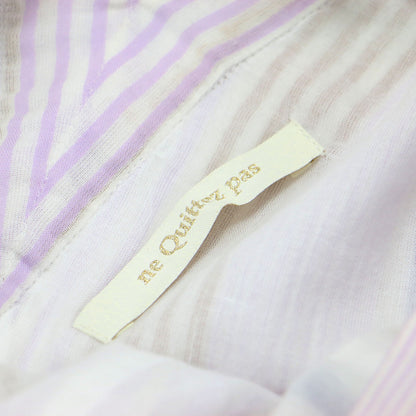 25春夏 コットンボイル ギャザー スリーブ ドレス / Cotton Voile Gather Sleeve Dress ワンピース ロング 半袖 Vネック フレア ストライプ柄