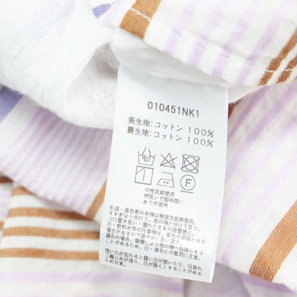 25春夏 コットンボイル ギャザー スリーブ ドレス / Cotton Voile Gather Sleeve Dress ワンピース ロング 半袖 Vネック フレア ストライプ柄