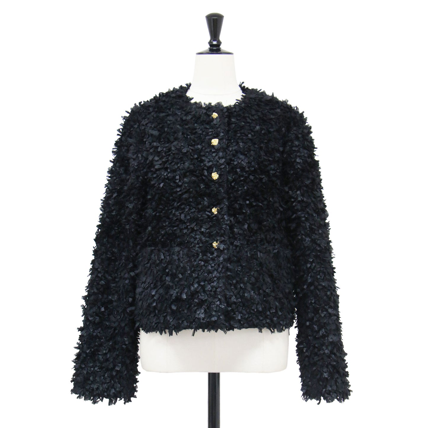 25春夏 ツイード カーディガン ジャケット / Tweedy cardigan Jacket ショート丈 長そで ノーカラー クルーネック コットン