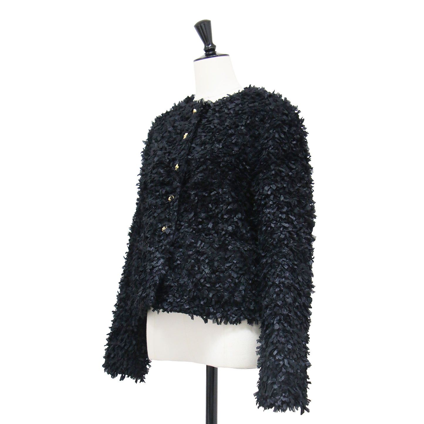 25春夏 ツイード カーディガン ジャケット / Tweedy cardigan Jacket ショート丈 長そで ノーカラー クルーネック コットン