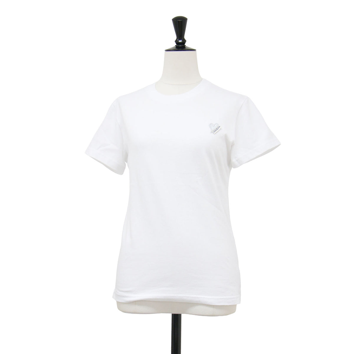 26春夏 ミニハート ワッペン付き スリムフィット 半袖 Tシャツ / ZF5JS07WH-01 / カットソー クルーネック ハーフスリーブ コットン