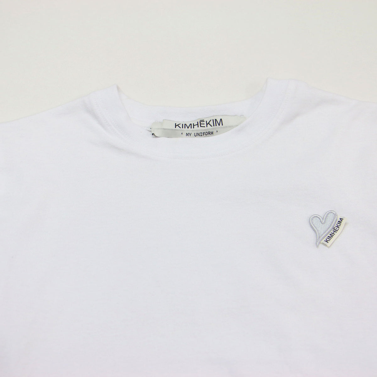 26春夏 ミニハート ワッペン付き スリムフィット 半袖 Tシャツ / ZF5JS07WH-01 / カットソー クルーネック ハーフスリーブ コットン