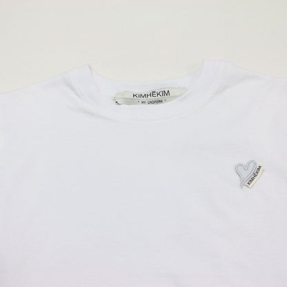 26春夏 ミニハート ワッペン付き スリムフィット 半袖 Tシャツ / ZF5JS07WH-01 / カットソー クルーネック ハーフスリーブ コットン