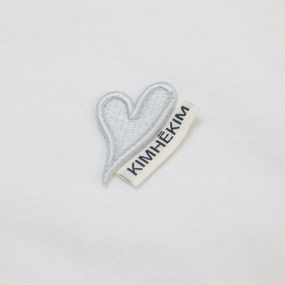 26春夏 ミニハート ワッペン付き スリムフィット 半袖 Tシャツ / ZF5JS07WH-01 / カットソー クルーネック ハーフスリーブ コットン